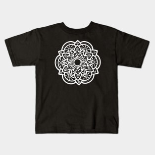 Ornamental Lotus Mandala - white Kids T-Shirt